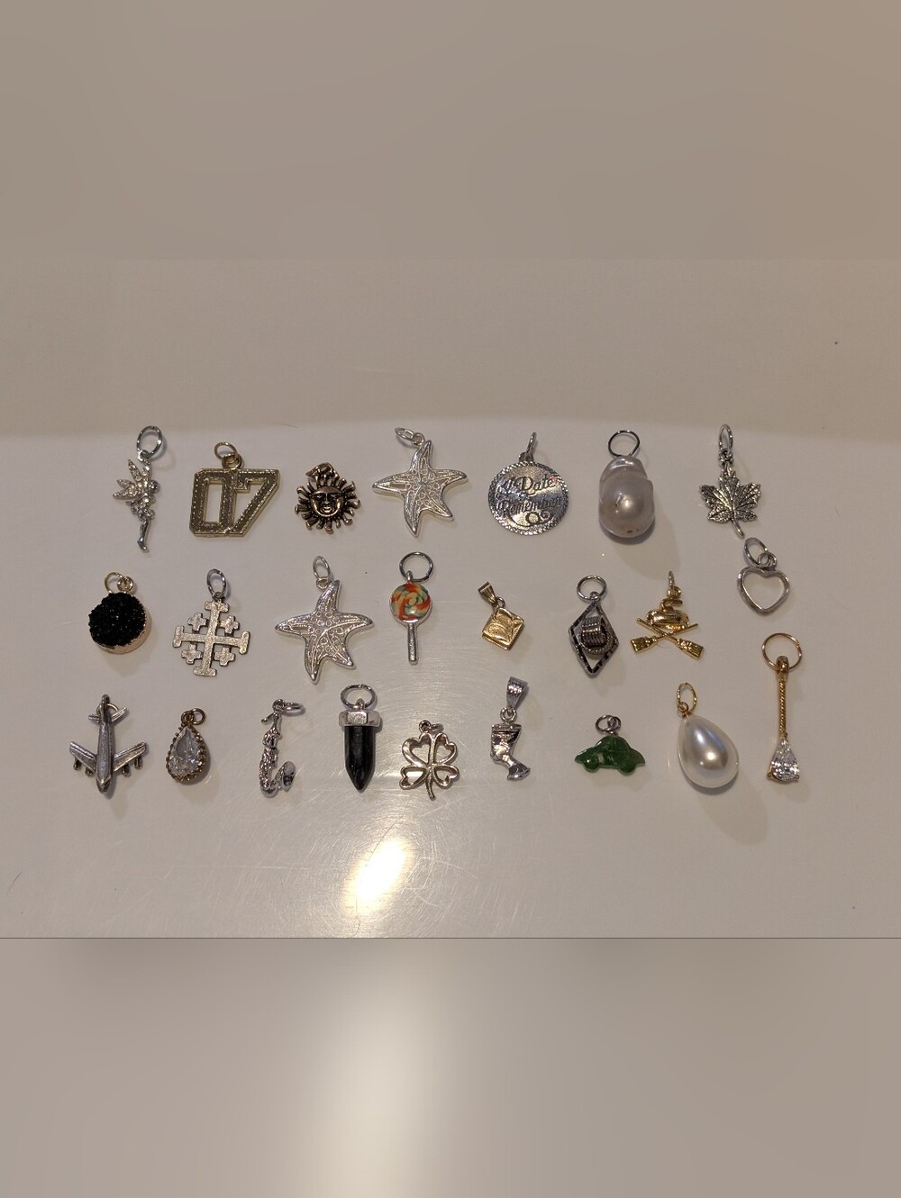 Large Lot 24 Vintage And Newer Pendant Charms - Mixed Lot - Some Marked Silver